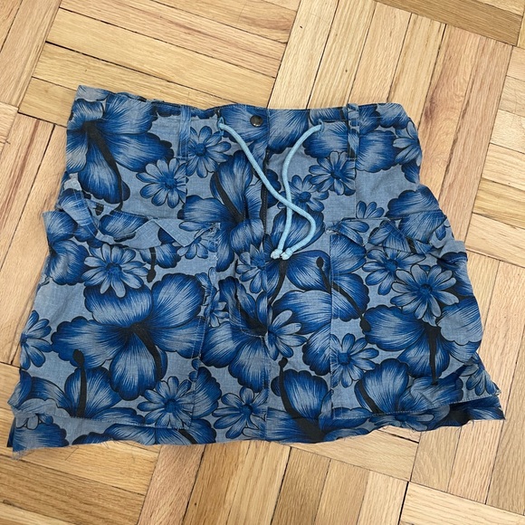 Fiorucci Dresses & Skirts - Blue Floral Drawstring Skirt